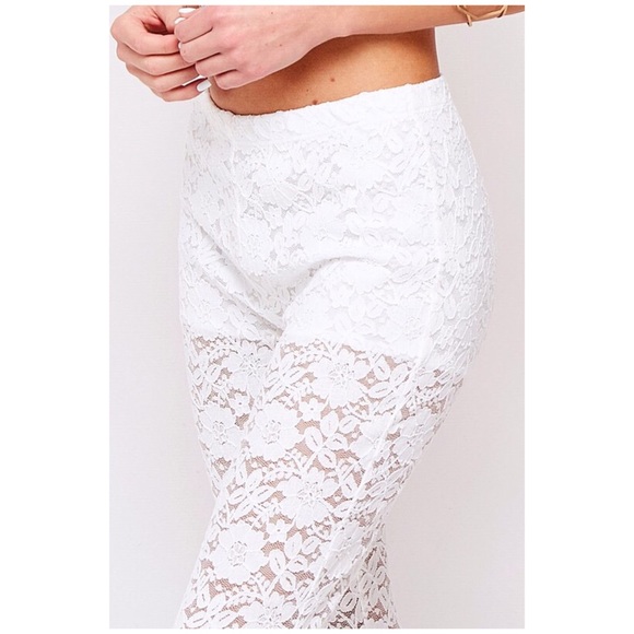 Ivory Boho Lace Flare Festival Pants - Picture 6 of 6